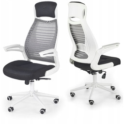 Biało-czarno-szary Fotel młodzieżowy krzesło obrotowe Franklin Halma Siatka