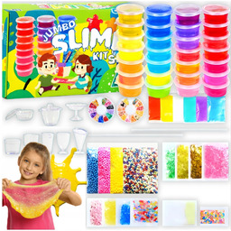 Slime wielki zestaw do robienia glutów 28kolorów koraliki