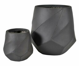 Czarny wazon osłonka o geometrycznym kształcie Modern Black