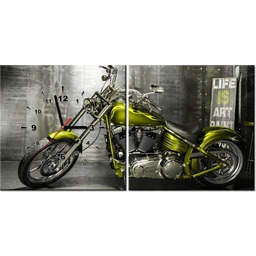 40 80cm zegar 2 elem Oliwkowy motocykl ścienny