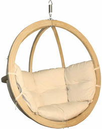 Fotel hamakowy drewniany, kremowy Swing Chair Single (3)