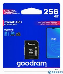GOODRAM microSD 256GB CL10 UHS I + adapter