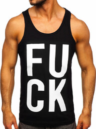 Czarna koszulka tank top bokserka z nadrukiem Bolf