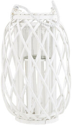 Beliani Lampion dekoracyjny latarnia drewno biały