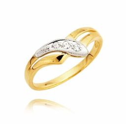 Elegancki pierścionek z żółtego i białego złota