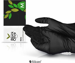Silcare Rękawice Doman Black Olive nitylowe bezpudrowe diagnostyczne