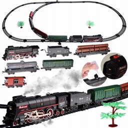Kolejka elektryczna pociąg 185x99cm dymi paruje efekt dźwiękowy