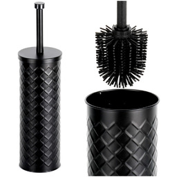 Szczotka do toalety silikonowa ze stojakiem metalowym czarna