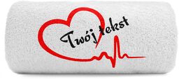 Mały ręcznik serce z pulsem Twój tekst 100x50