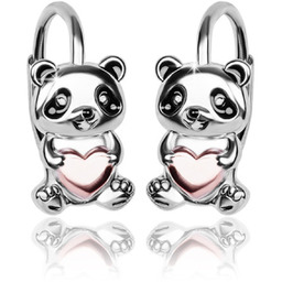 Kolczyki srebrne Miś Panda dla dziewczynki dziecka angielskie