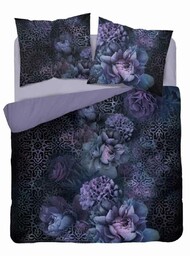 Detexpol Pościel bawełniana 160x200 fioletowa kwiaty 4860 A
