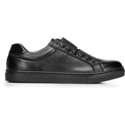 Damskie sneakersy skórzane na gumkę granatowe