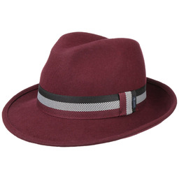 Kapelusz Fedora Tricolour Ribbon by Lipodo, bordowy, 60