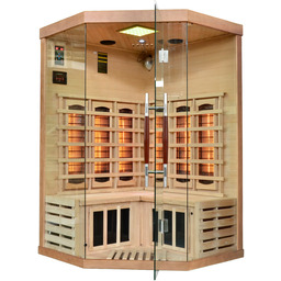 Sauna infrared narożna Nordum Solea 2-osobowa WiFi brązowa