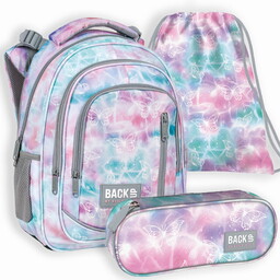 Zestaw 3W1 Plecak Szkolny Piórnik Worek Motyle