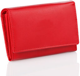 Mały skórzany damski portfel z ochroną RFID (Czerwony)