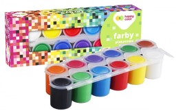 Farby plakatowe tempera 12 kolorów 25 ml PIXI