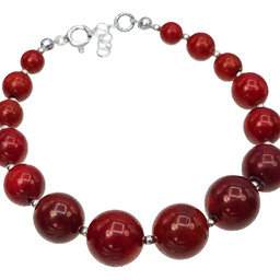 Naturalny Koral Piękna Bransoletka Srebro Certyfikat