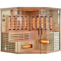 Sauna infrared narożna Nordum Solea 5-osobowa WiFi brązowa