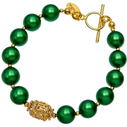 Bransoletka Perły Kryształy Eden Green Gold Złote Srebro