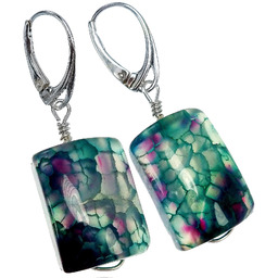 Agat Wężowy Wyjątkowe Kolczyki Srebro