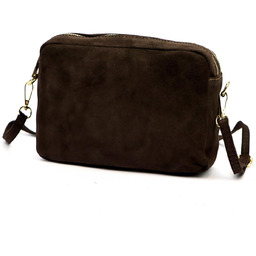 Zgrabna miejska dwukomorowa damska listonoszka przez ramię zamszowa