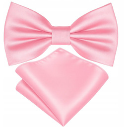 Zestaw mucha + poszetka - jasny różowy GŁADKIE