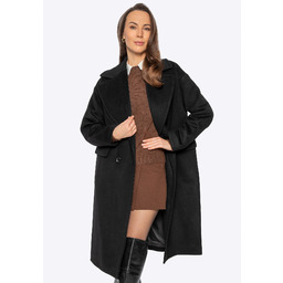 Damski płaszcz dwurzędowy z wełny i domieszką kaszmiru