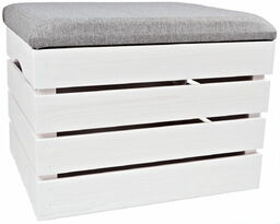 Robeel PUFA DREWNIANA SCHOWEK SKRZYNKA KUFEREK SIEDZISKO Białe