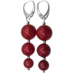 Naturalny Koral Piękne Długie Kolczyki Srebro Certyfikat