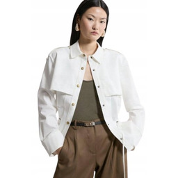 Karen Millen Biała Krótka Kurtka z Pagonami