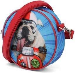 Krazymals Bulldog -Okrągła Torebka, Niebieska, 18 x 18