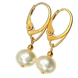 Prawdziwe Perły Piękne Kolczyki Złote Srebro