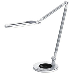 Lumes Srebrna lampka na biurko LED z panelem