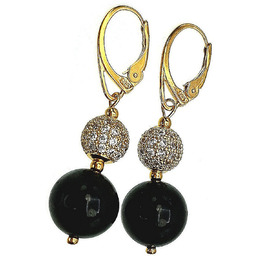 Czarny Turmalin Piękne Kolczyki Złote Srebro