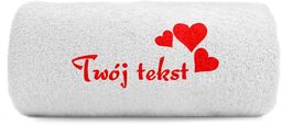 Mały ręcznik z sercami Twój tekst 100x50