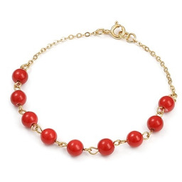 Pakamera Pozłacana bransoletka z koralem