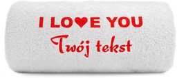 Mały ręcznik I LOVE YOU Twój tekst 100x50