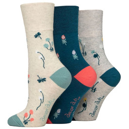 Gentle Grip 3PACK, Bezuciskowe skarpety damskie, Flower Contrast,