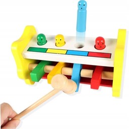 KingSzop Edukacyjny Kreatywny Manipulacyjny Drewniany Wbijak Montessori Nauka