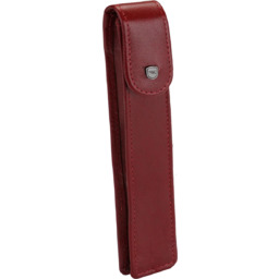 Skórzane etui na długopis na zatrzask czerwone burgund