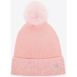 Czapka damska zimowa z cyrkoniami różowa