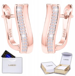 Kolczyki Różowe Prostokąty Klipsy z Cyrkoniami Klips Kwadratowe