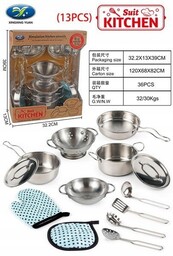 Zestaw Metalowych Garnków dla dzieci 3+ Przybory Kuchenne