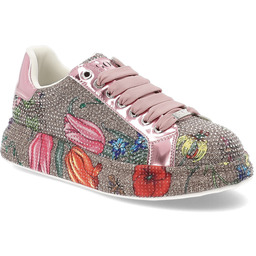 Różowe Sneakersy GOE Stylowe Błyszczące Obuwie Damskie