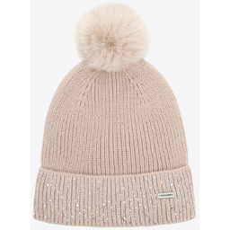 Czapka damska zimowa z cyrkoniami beżowa