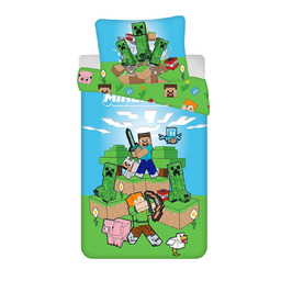 Jerry Fabrics Pościel bawełniana 140x200 Minecraft Outdoor Mobs