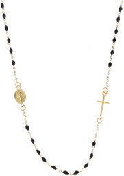 Złoty naszyjnik 585 Różaniec z czarnymi koralikami