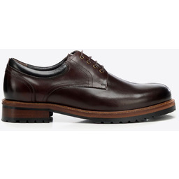 Skórzane półbuty na podeszwie track ciemny brąz