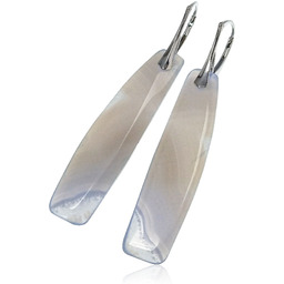 Agat Niebieski Koronkowy Blue Lace Kolczyki Srebro Unikat